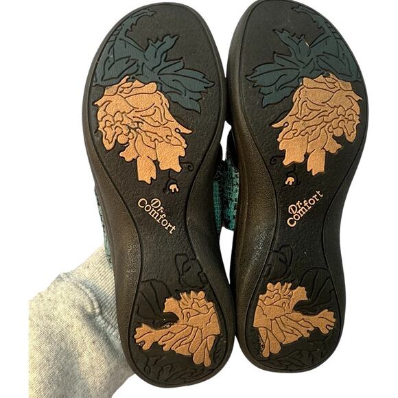 Dr. Comfort Karen Slide Sandals Sz 9 Turquoise Snake Skin Orthotic Comfort Shoes - Picture 11 of 11
